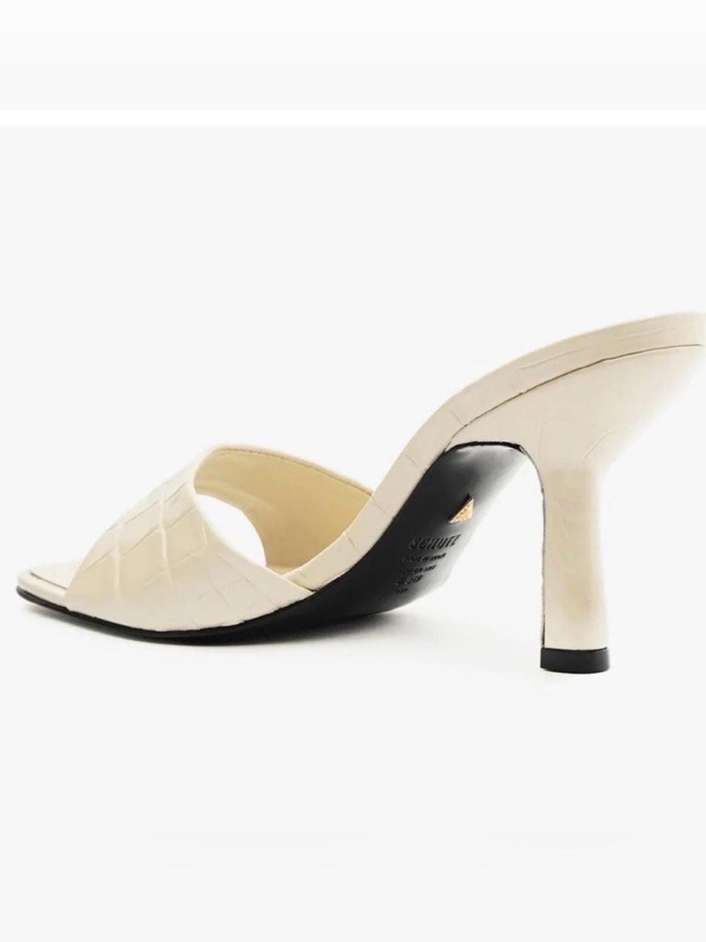 SCHUTZ Posseni Pearl Crocodile Effect Leather Sandals